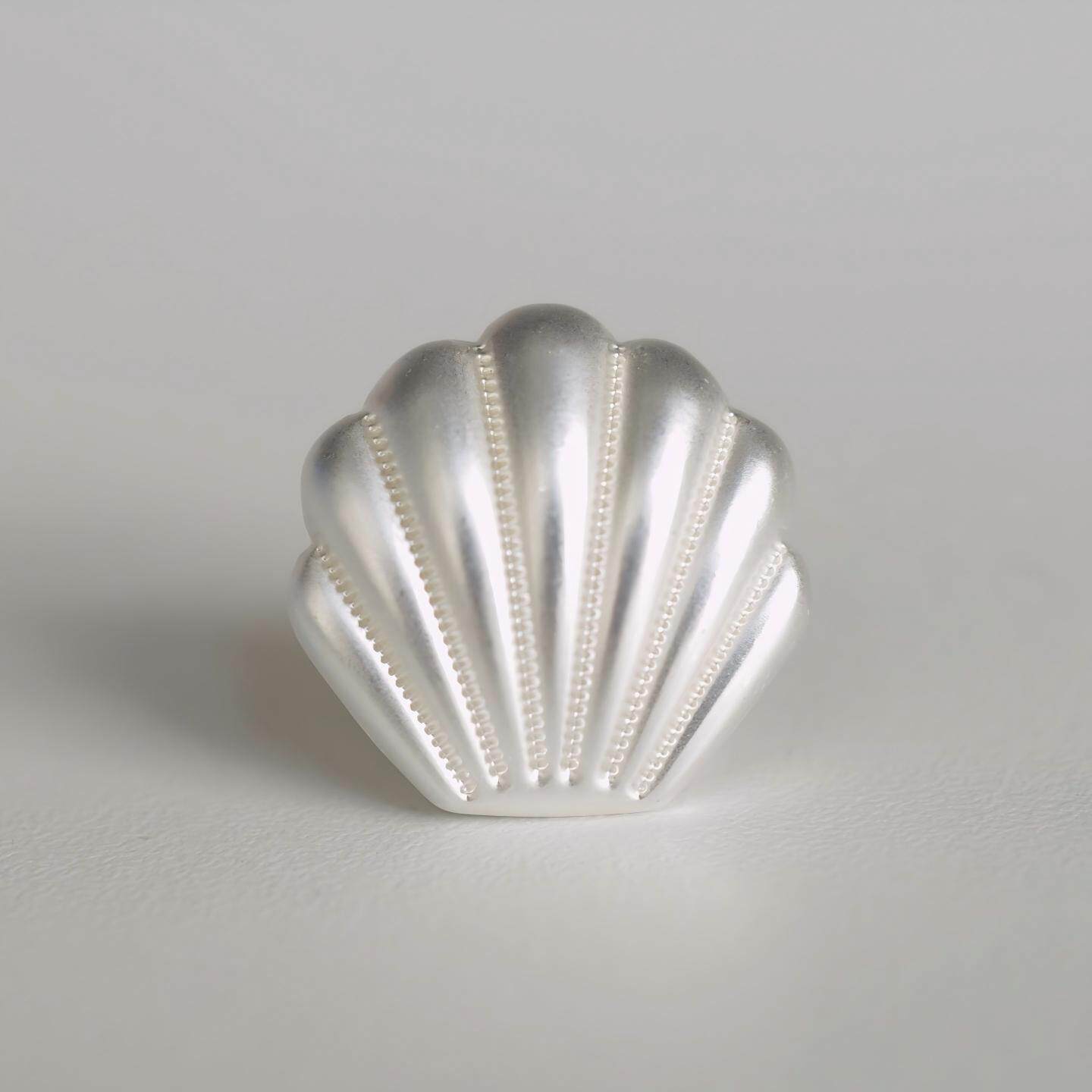 16mmx17mm一颗价英国VINTAGE白银色细腻立体贝壳造型金属纽扣