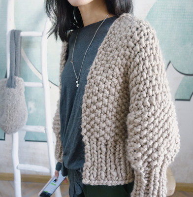 经典粒子针超短开衫材料包