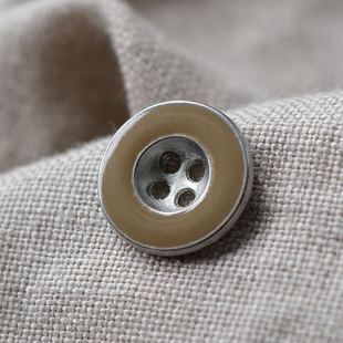 Garden砂色搪瓷边缘银色金属纽扣 14mm1颗价英国Textile