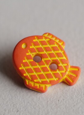 12mm一颗价英国Textile Garden橘底黄色纹理胖胖的鱼纽扣