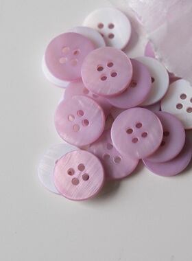 15mm一颗价格英国Textile Garden浅薄雾紫色珍珠感河贝纽扣