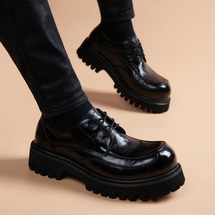男士皮鞋真皮正品高档品牌英伦厚底休闲皮鞋男款2025新款增高男鞋