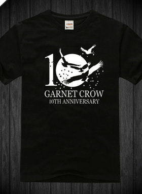 garnet crow 白色纯棉t恤宽松有大码休闲圆领短袖男汗衫文化衫夏