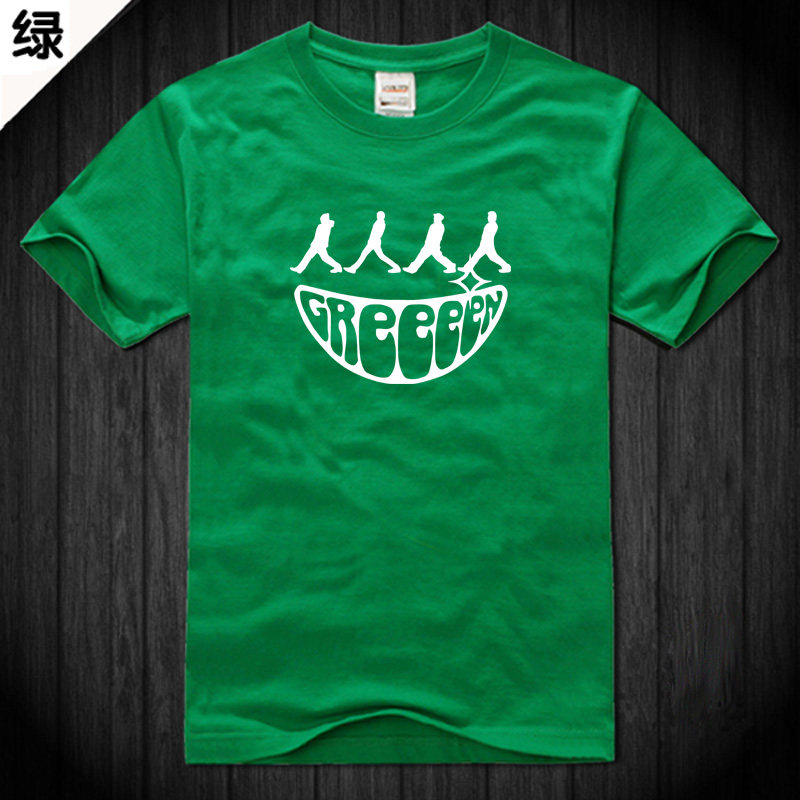 greeeen绿色短袖T恤男白色纯棉休闲宽松摇滚大码青少年文化衫体恤