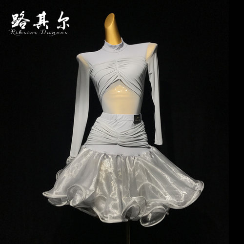 路其尔*成人拉丁舞儿童练舞比赛服装女款练功蓬蓬裙新款E—3306