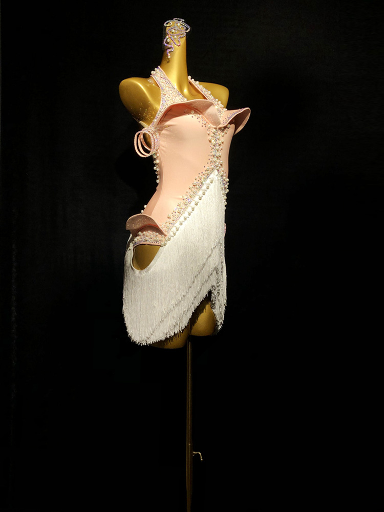 路其尔*高定成人新款拉丁舞比赛服国标舞钻服儿童演出流苏L-2334