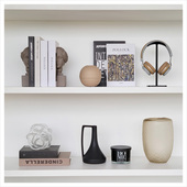样板间书房现代家居简约软装 饰品书挡创意陶瓷玻璃摆件组合ZH3026