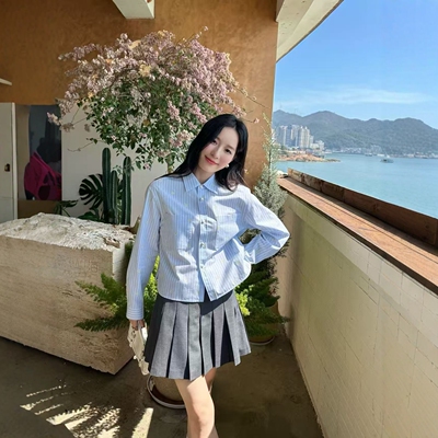 CHESTER CHARLES | 2026新款 清新优雅印花条纹纯棉长袖衬衫