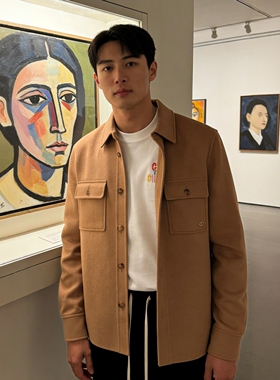CHESTER CHARLES | 2026新款 男款 口袋羊毛呢翻领衬衫夹克外套