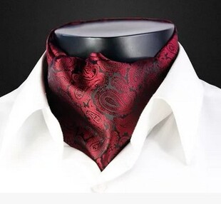 男士窄版领巾结婚暗红色枣红花纹西装围脖丝巾领口巾商务潮男韩国