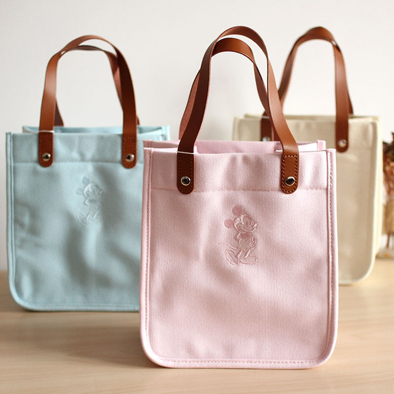 特价！迪士尼米奇米妮帆布防水防油手提袋小号便当包手提包拎包