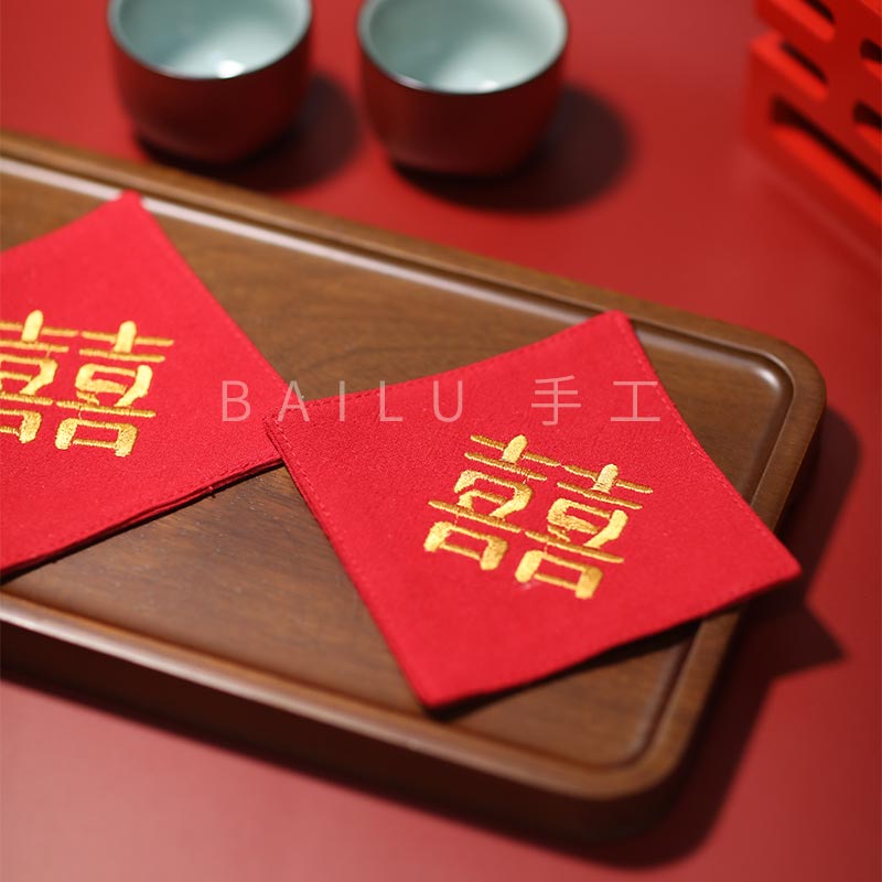 杯垫敬茶结婚国潮刺绣可定制中式