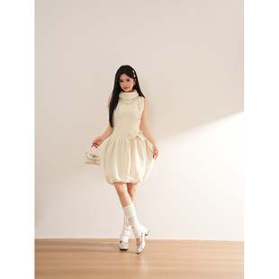 【云朵慕斯】 奶油向日葵 蝴蝶结花苞裙短裙女夏收腰半身裙蓬蓬裙