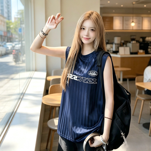 冰丝防晒运动坎肩汗衫男女美式复古无袖T恤夏季篮球休闲球衣背心