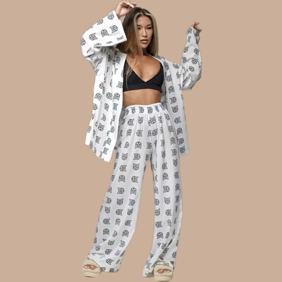 睡衣春秋款女纯棉时尚洋气可外穿休闲慵懒风长袖宽松印花家居服