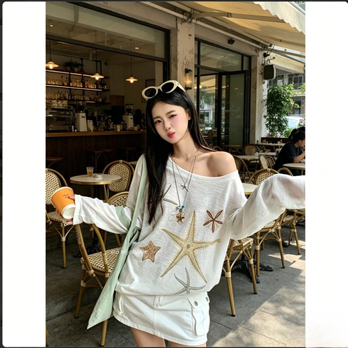 原版美式辣妹海星防晒长袖T恤