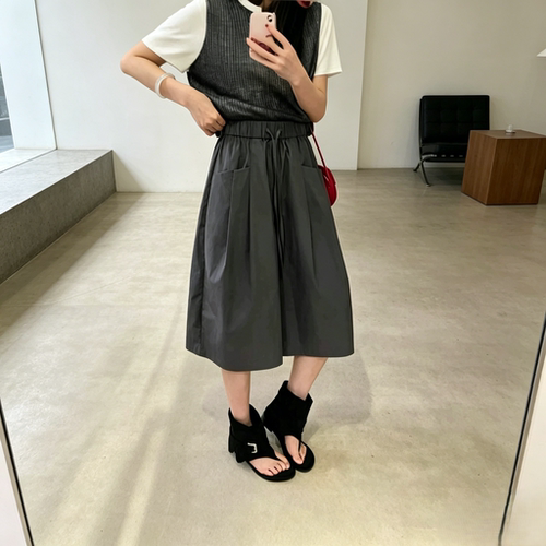 高腰七分大口袋工装阔腿裤女