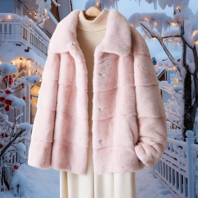 进口整貂大衣女士貂皮外套短款水貂毛新款横排皮草年轻款裘皮冬季