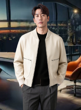 冬季新款绵羊皮羽绒服皮衣男士立领短款鹅绒服真皮夹克保暖外套潮