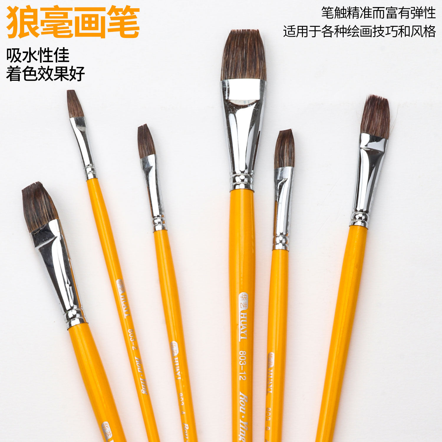 水粉笔狼毫圆头水彩笔油画笔丙烯颜料单支套装美术圆锋绘画排笔