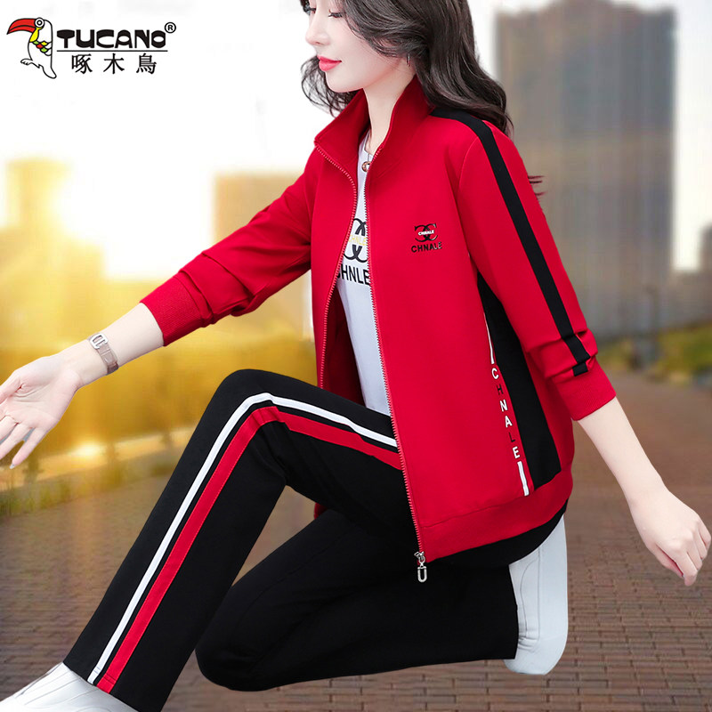 休闲运动服套装女春秋款2025新款时尚减龄中年妈妈洋气跑步三件套