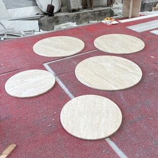 侘寂风极简天然洞石茶几小茶台小户型客厅家用圆形阳台网红咖啡桌