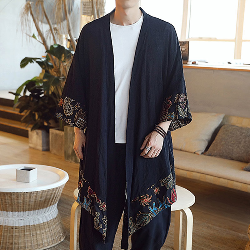 中國風男裝外搭外套中長款亞麻棉麻料防曬披風衣服民族複古風大衣在類目 男裝, 風衣中 - 來自Buy2taobao.com提供專業的淘寶代購服務