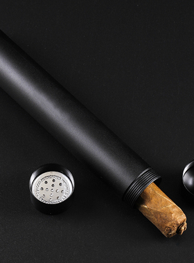 黑色铝合金雪茄管带保湿器雪茄保湿管保湿筒单支便携古巴雪茄配件