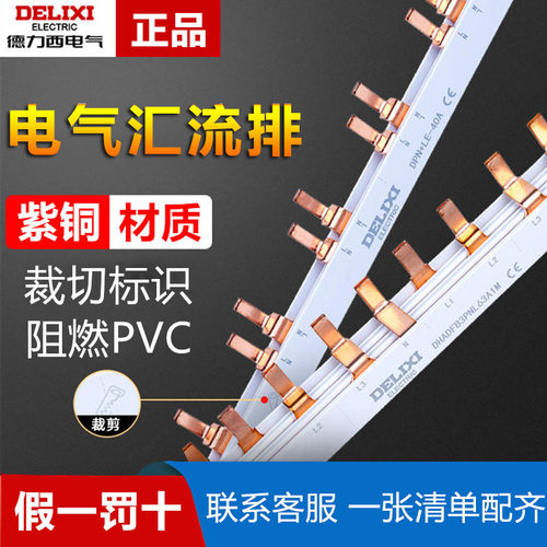 德力西汇流排家用带端盖紫铜2P