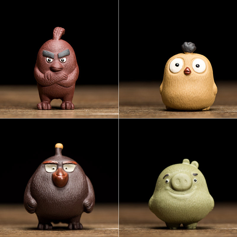 茶宠摆件精品紫砂可养愤怒的小鸟胖红雕塑趣味茶玩茶盘家居装饰品