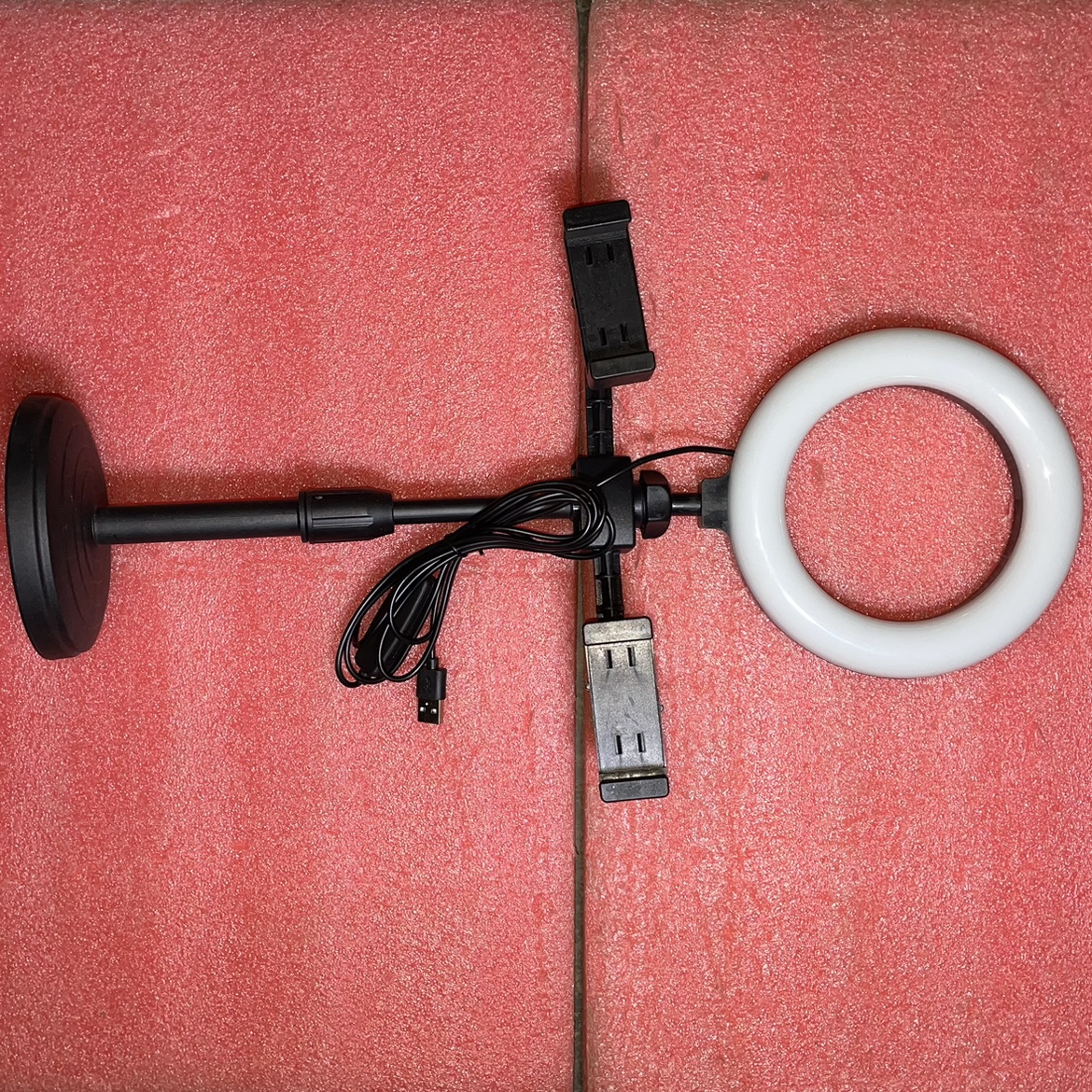 手机直播支架 补光灯双机位 环形补光灯 桌面支架灯