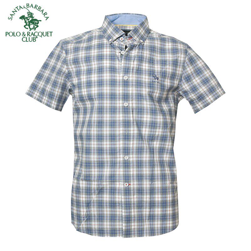 S.B.POLO/圣大保罗纯棉衬衣男装商务休闲短袖衬衫PS15WH118修身版