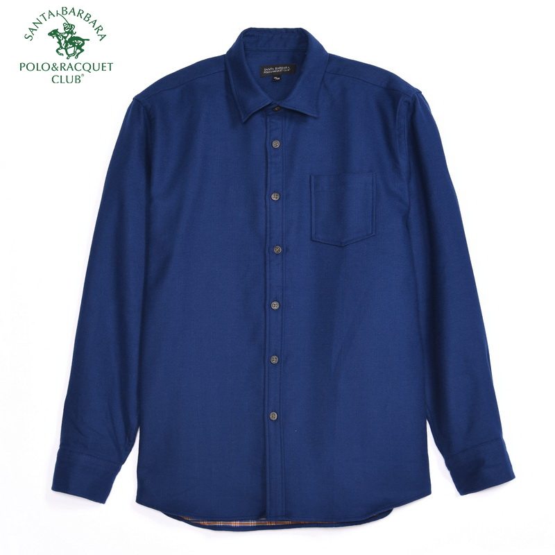 圣大保罗春秋男装纯棉厚款衬衣休闲商务百搭长袖衬衫外套纯色上衣