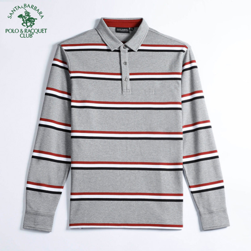 圣大保罗春秋男装新款商务休闲修身纯棉上衣翻领厚T恤长袖POLO衫