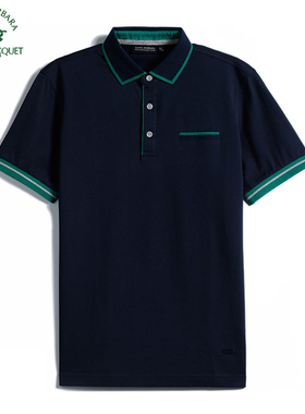 S.B.P.R.C/圣大保罗 男装商务休闲合身版翻领短袖T恤衫 PS18KT210