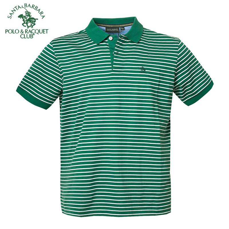 圣大保罗男装全棉商务休闲纯棉条纹短袖翻领t恤衫polo衫男