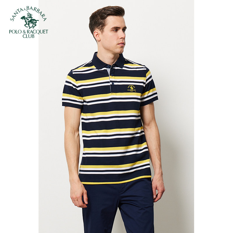 圣大保罗夏季舒适纯棉短袖t恤男士修身高端商务翻领polo衫体恤