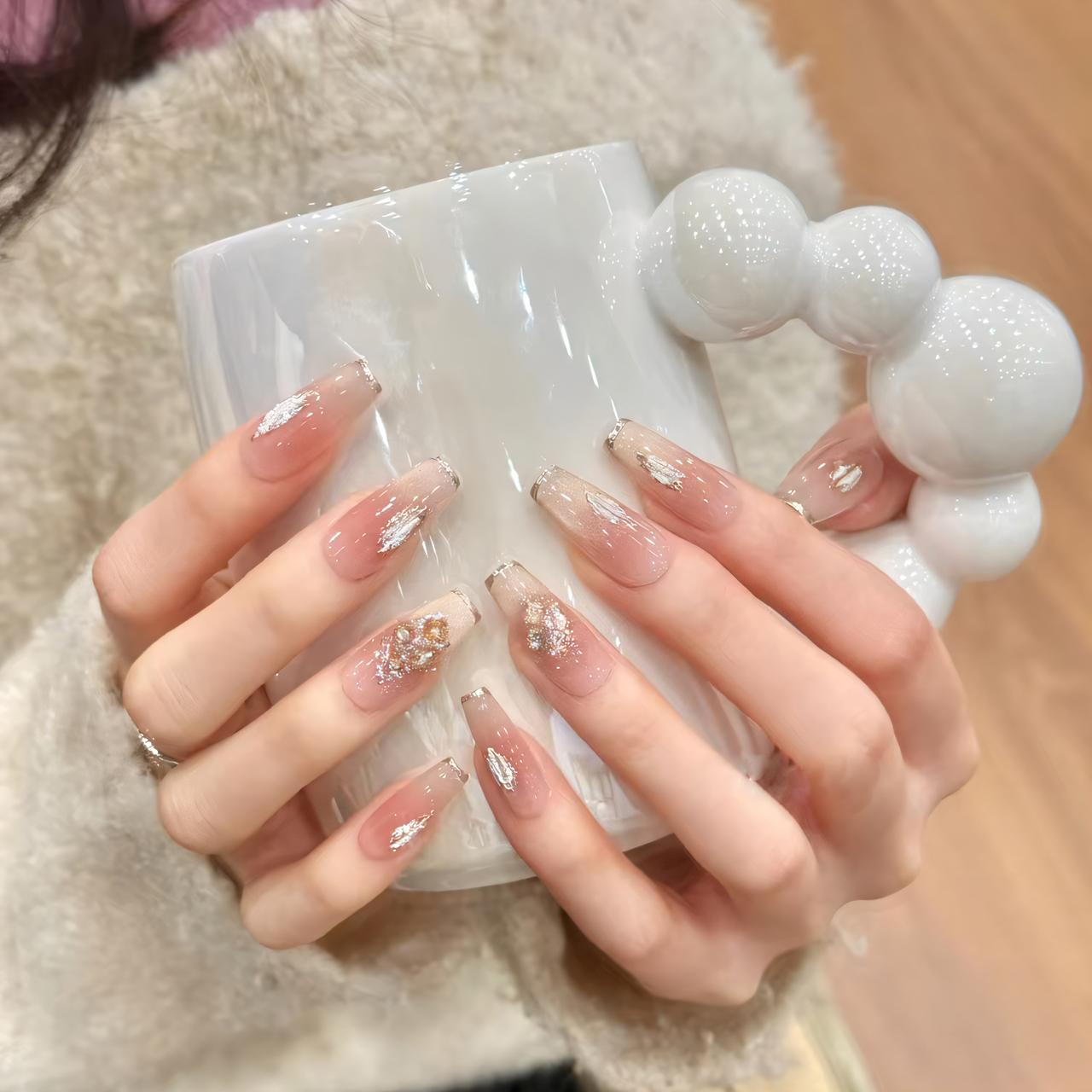 纯手工美甲穿戴甲法式猫眼美甲贴