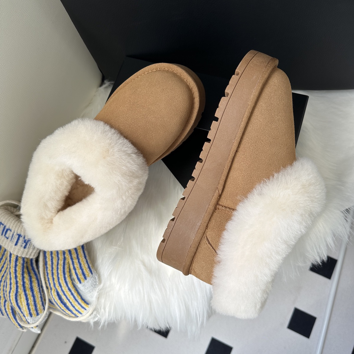 增高3.5厘米雪地靴一脚蹬