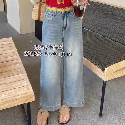 显瘦宽松牛仔裤女九分直筒裤