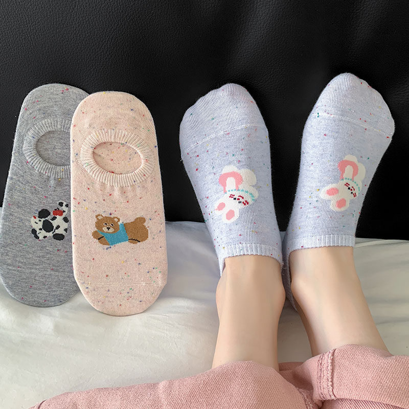 夏天硅胶防滑低帮船袜甜美糖果色点子纱浅口短袜卡通小动物隐形袜,女士内衣/男士内衣/家居服,船袜,淘宝优惠券,粉丝福利购,淘宝优惠卷
