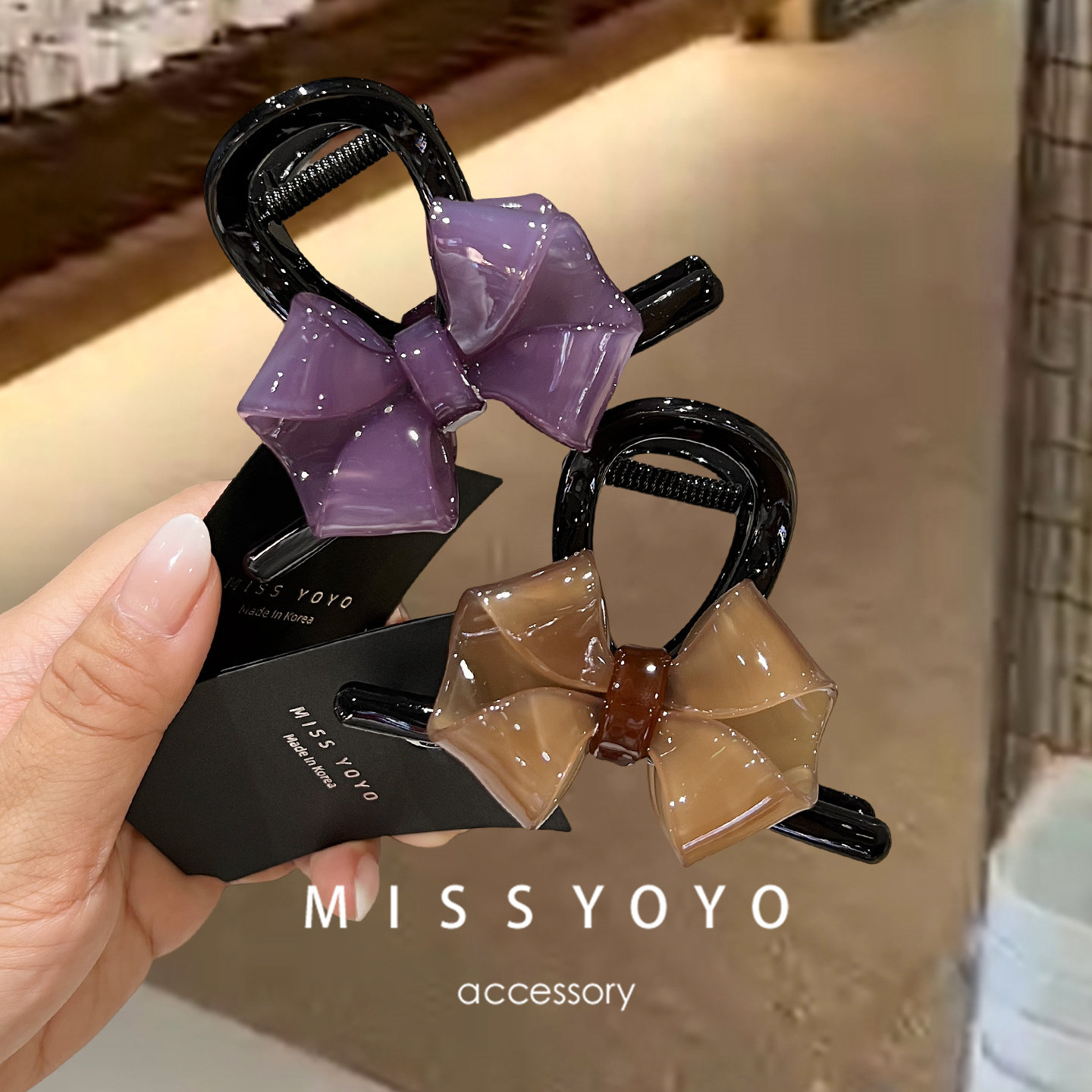 韩国东大门新款果冻色蝴蝶结8cm鲨鱼夹高级感小众盘发抓夹发夹女