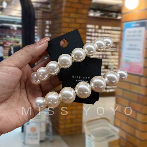 韩国气质高级感珍珠全扎弹簧夹