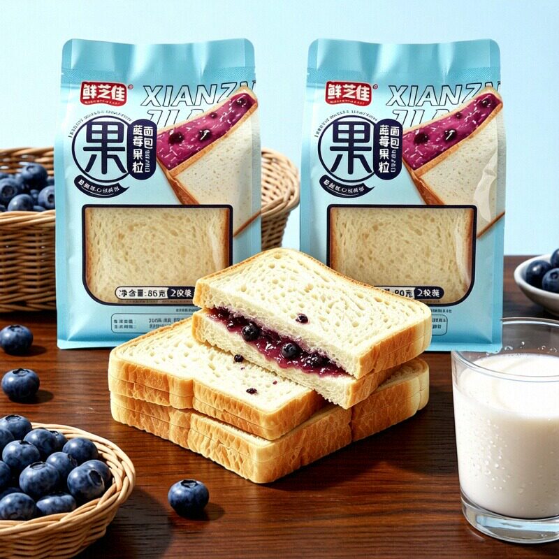 蓝莓果粒面包果酱夹心吐司零食独立包装代早餐课间宿舍上班族糕点
