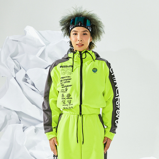 exciTING激动派秋冬摇粒绒外套女修身 防风防水冬运动休闲连帽 短款