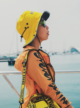 exciTING激动派渔夫帽男女遮阳帽双面百搭防晒钓鱼冲浪翻边盆帽子