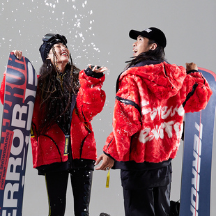 exciTING激动派仿兔毛大衣男女时尚 连帽外套秋冬保暖休闲原创