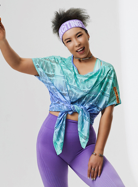 exciTING激动派运动罩衫女吸汗速干透气短袖镂空多穿宽松休闲遮肚