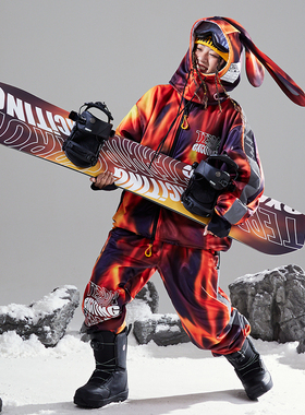 exciTING&TERROR联名款火焰专业刻滑全能滑雪单板CAMBER4400硬度6