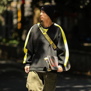 潮流款 运动套头上衣时尚 撞色圆领卫衣男女同款 exciTING激动派秋季